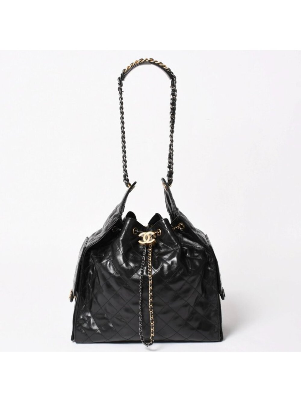 Chanel 25 Large Handbag Base Grained Calfskin CC Logo Black